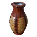 vase in natural woven fiber, handmade, bohemian country decoration