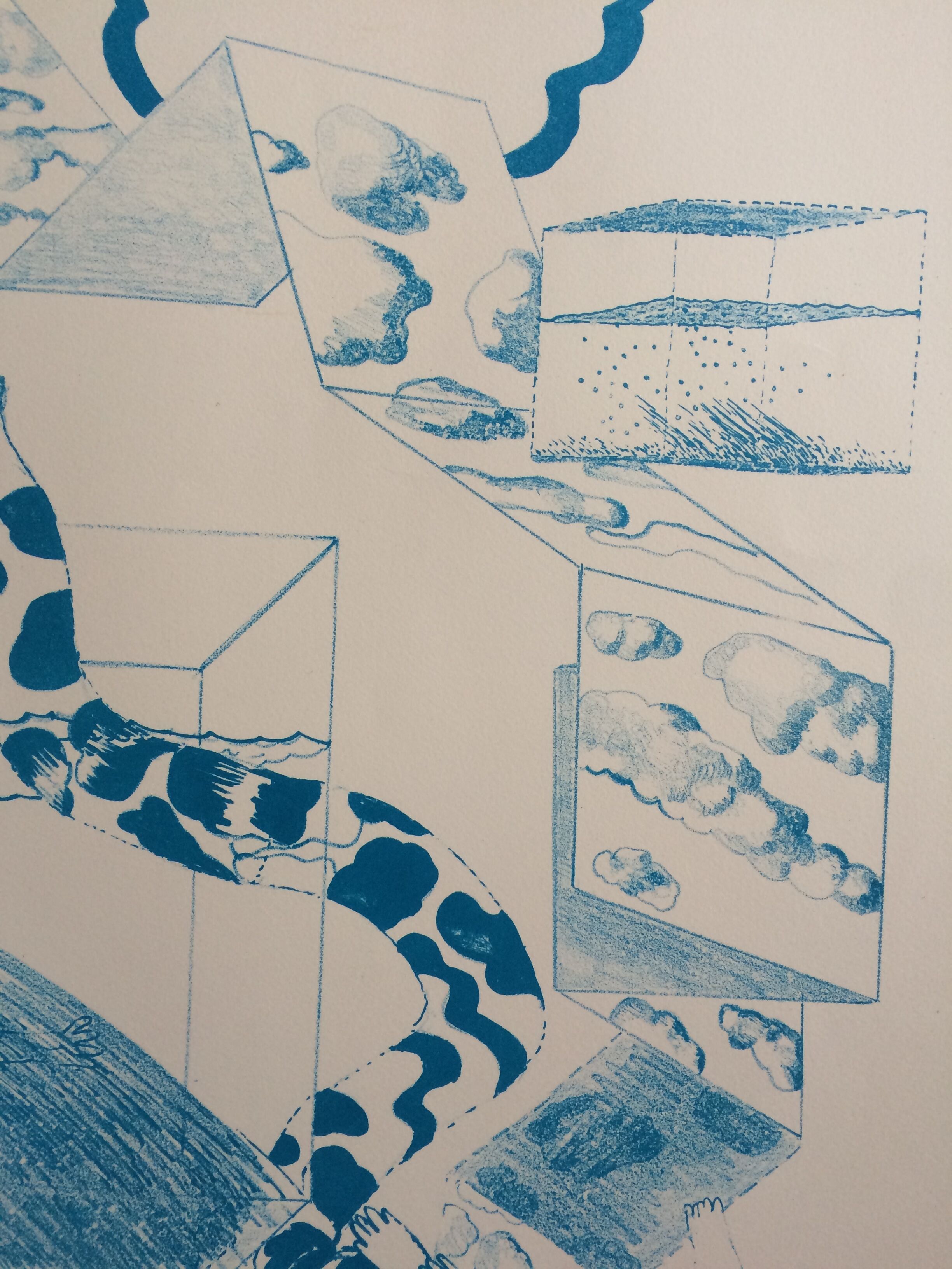 Original lithograph signed by Gérald Diaz, dit GÉRARDIAZ, Les vacances (essays), 1969