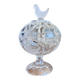 Pressed glass candy box with bird decor – 17 cm – Perfect condition