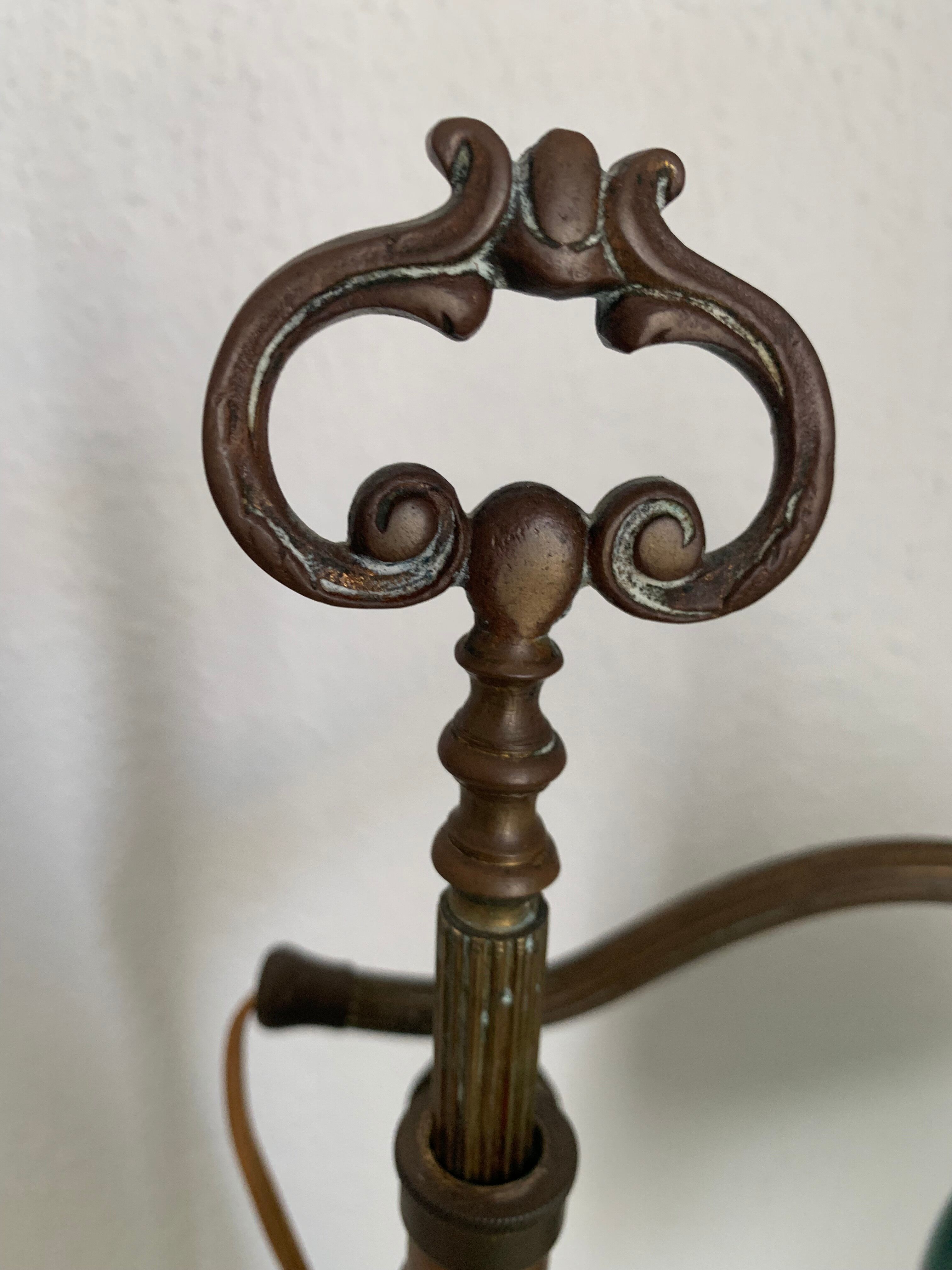 Vintage lamp 1900 celadon jeweler workshop brass - 56 cm