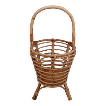 Panier en osier rotin vintage