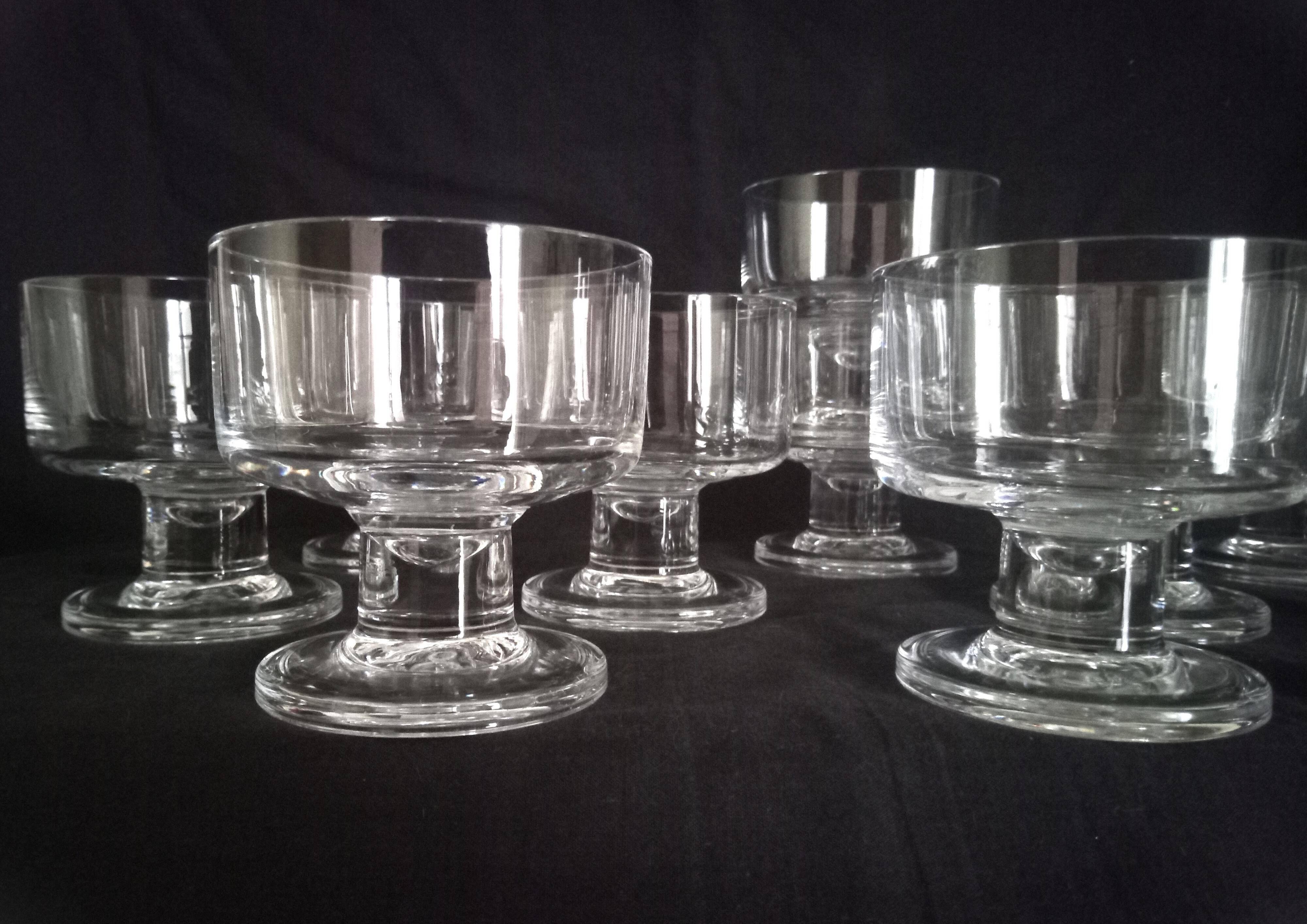 Set of 10 Art Deco crystal footed bowls.