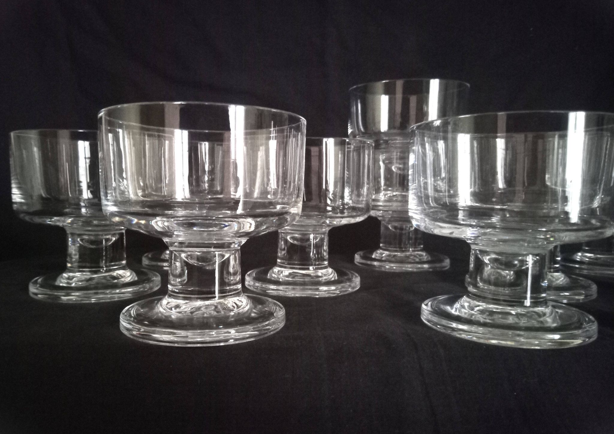Set of 10 Art Deco crystal footed bowls.