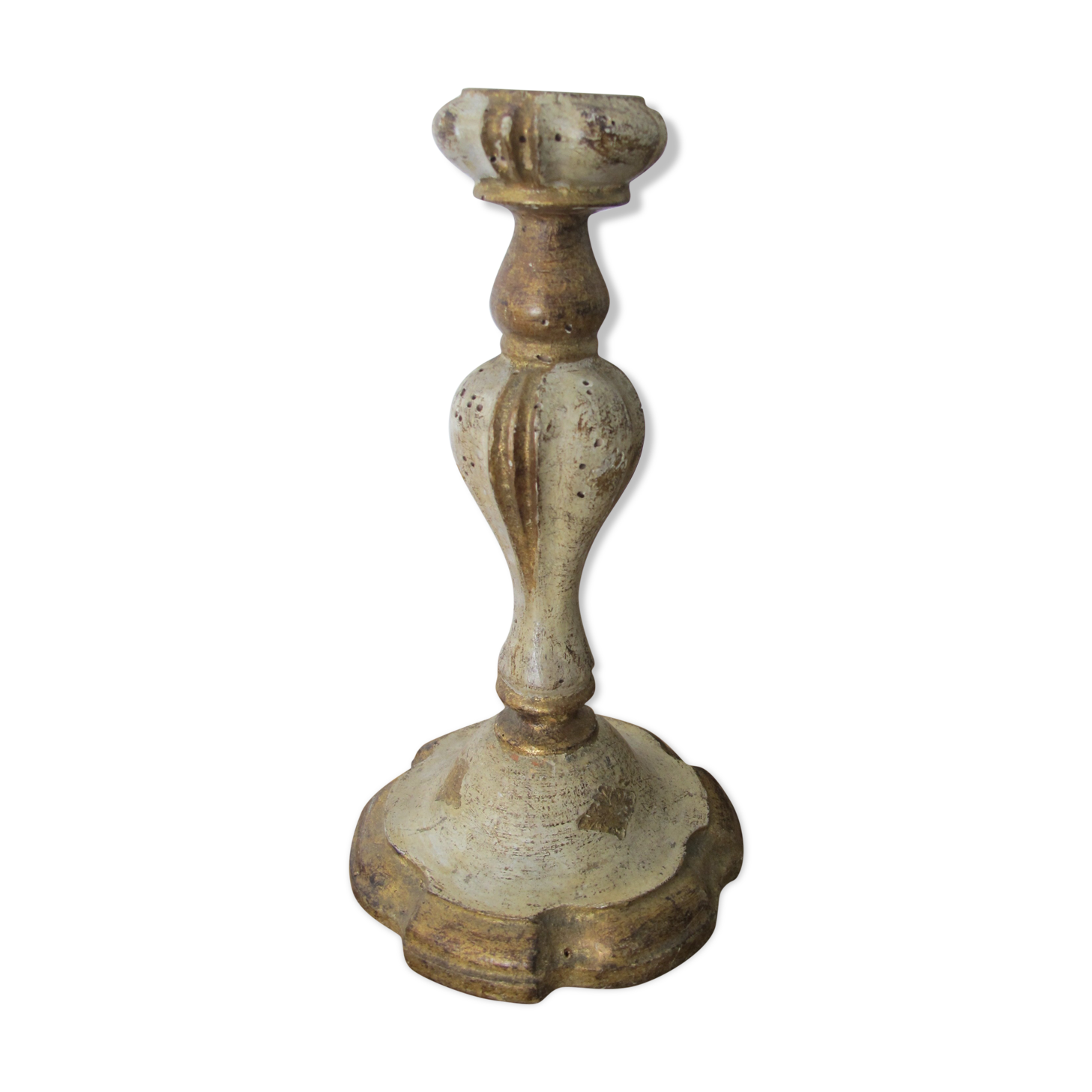 Painted wooden candlestick