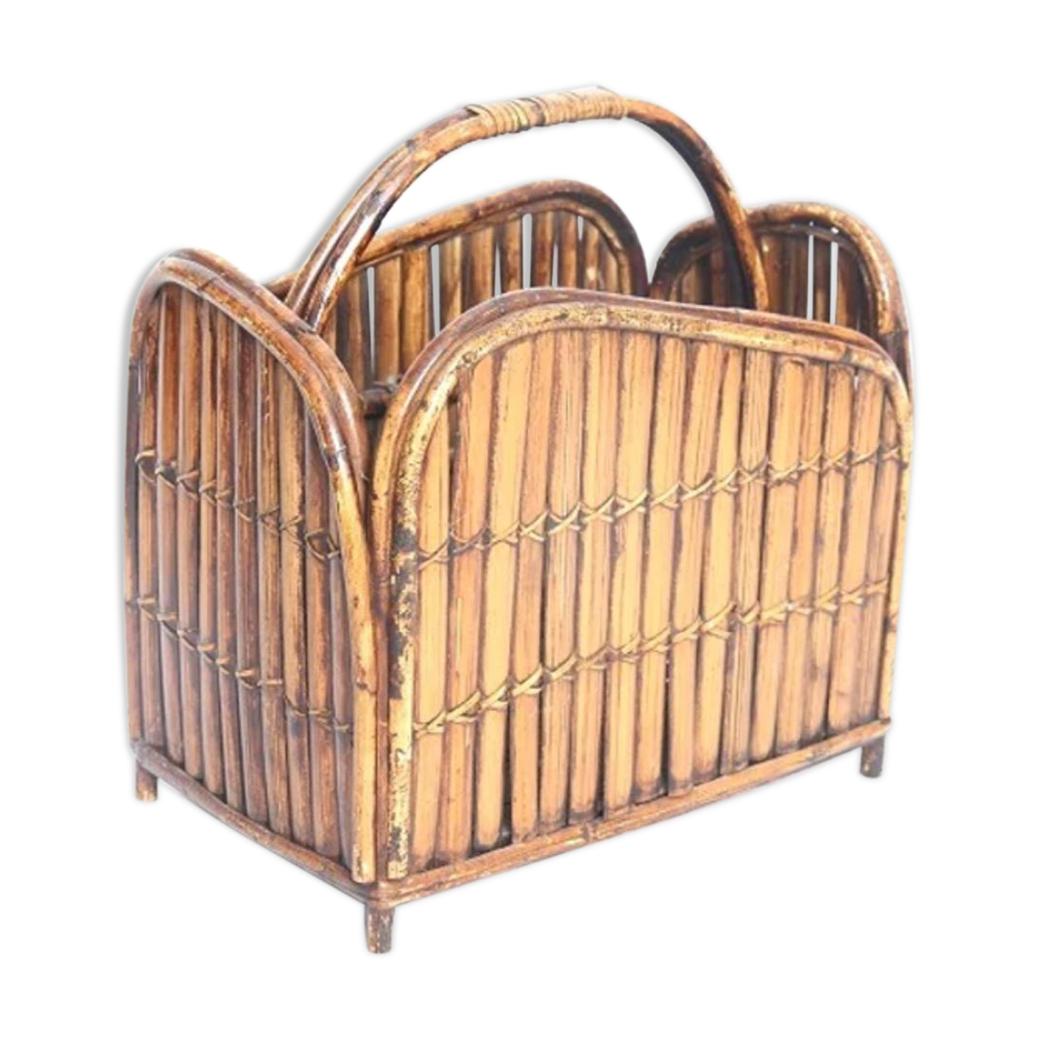 Rattan and bamboo magazine holder