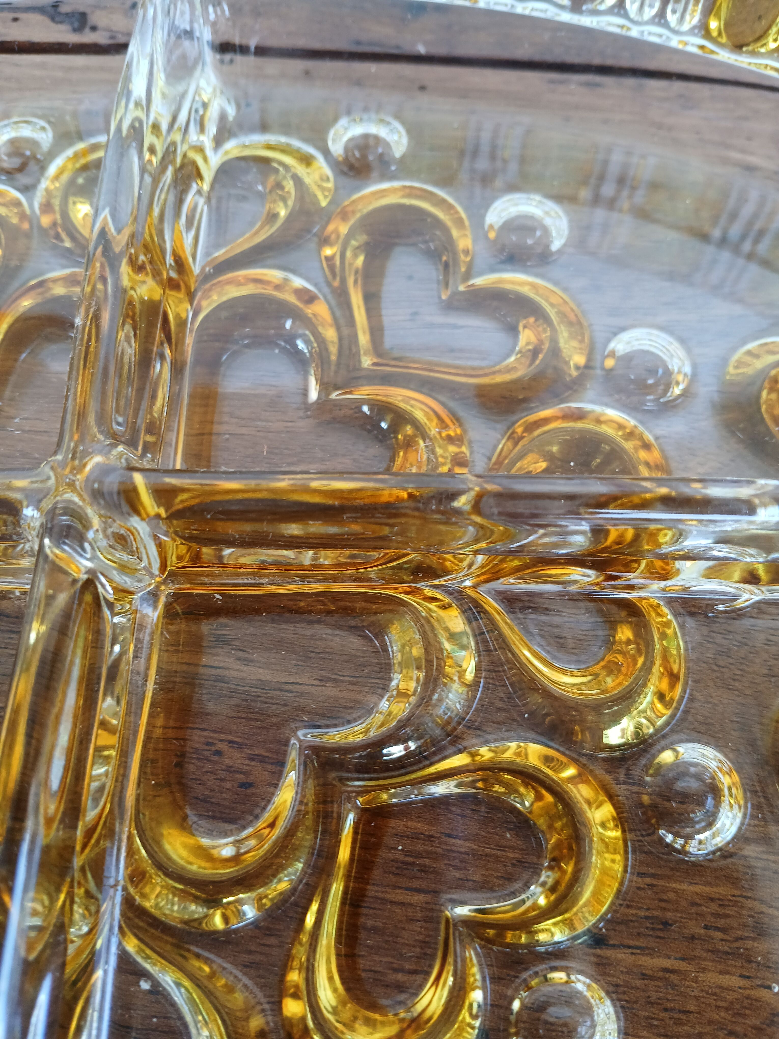 Vintage aperitif plate in glass from West Germany.