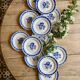 Set of 12 vintage blue flower dessert plates