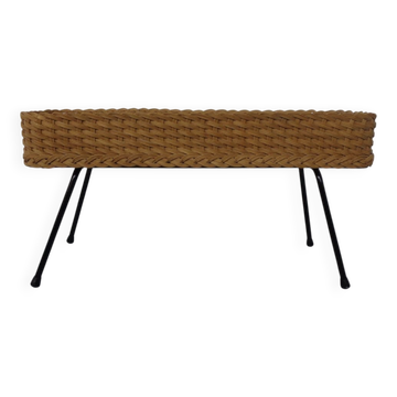 Large German Flower Planter in Rattan and Steel, 1950s