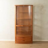 Exclusive display cabinet from the 1980s, solid teak, glass doors, drawers, illuminated