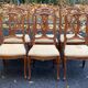6 Louis XV style Regency chairs in solid wood and yellow-beige fabric