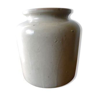 Pot en grès vernissé crème