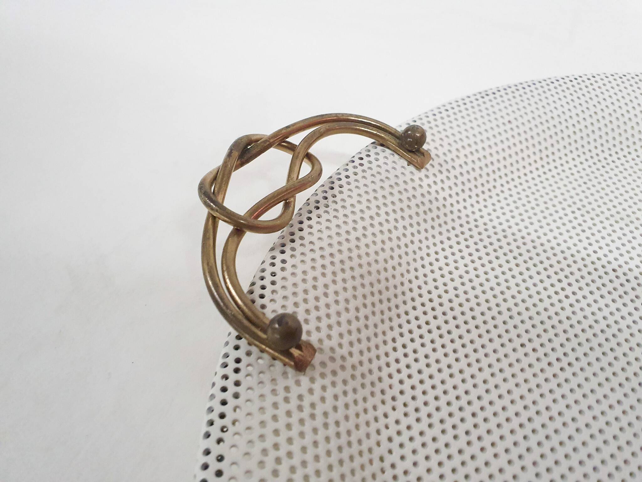 White metal perforated serving plate, attrb. to Matthieu Mategot, 1960's