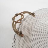 White metal perforated serving plate, attrb. to Matthieu Mategot, 1960's