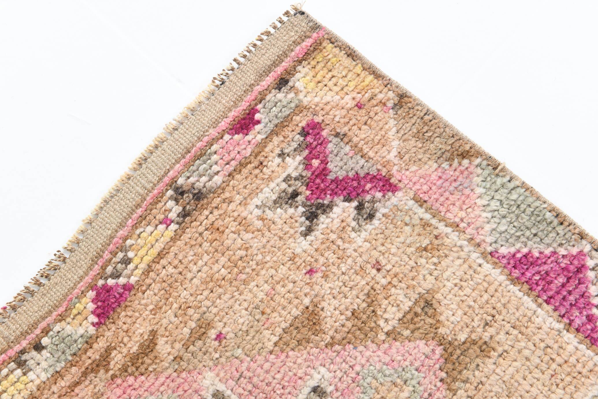 3x12 Pink & Cream Turkish Runner Rug, 80x364Cm