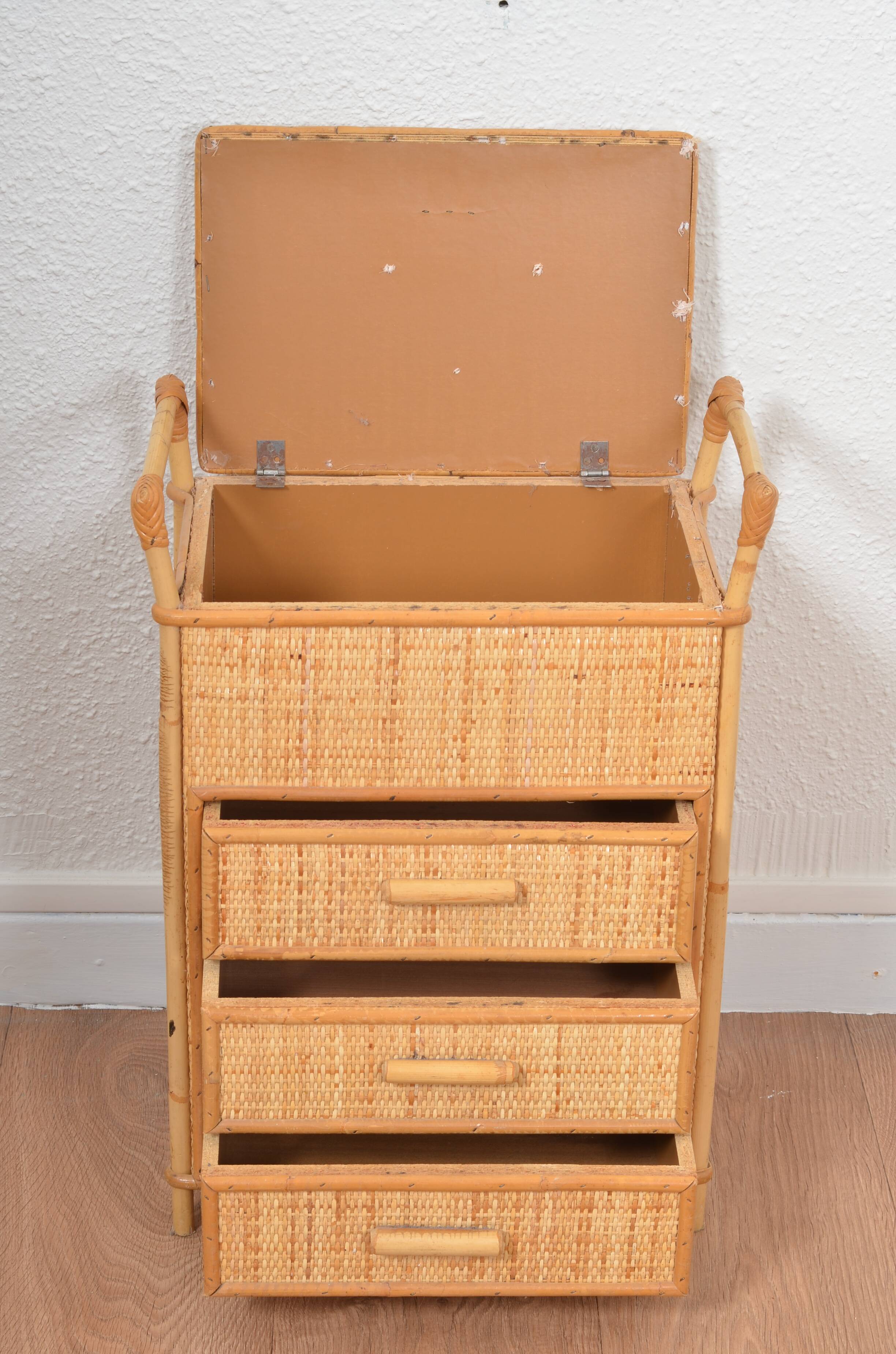 Small rattan chest of drawers