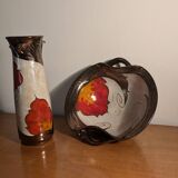 Vase and bowl, vintage ceramic cup Tri Ushi (Bulgaria)