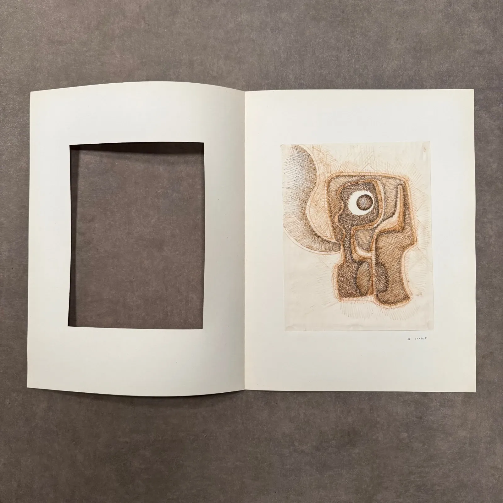 Modern composition drawing 1970 by François de Chabot