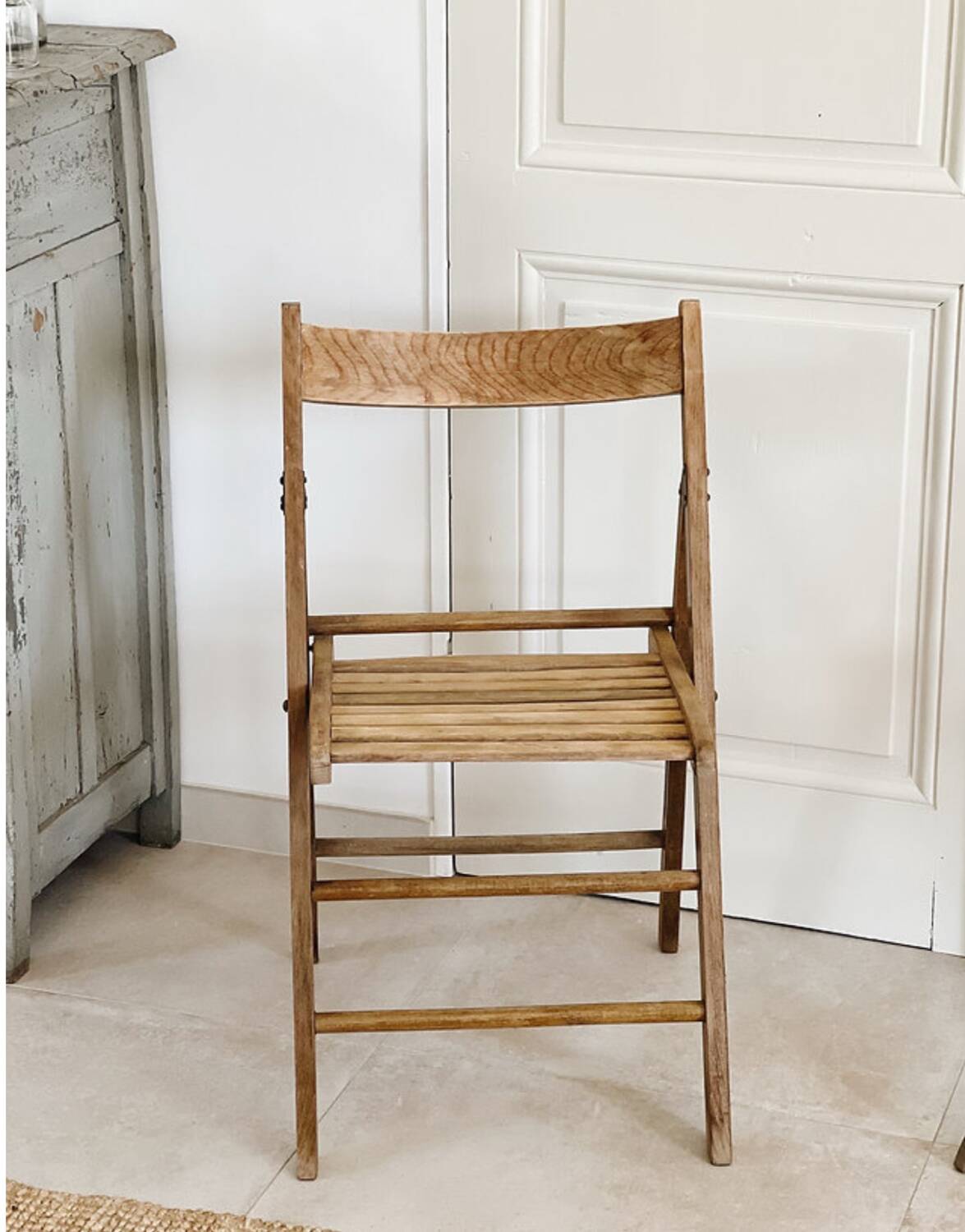 Pair of folding wooden chairs