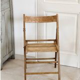 Pair of folding wooden chairs