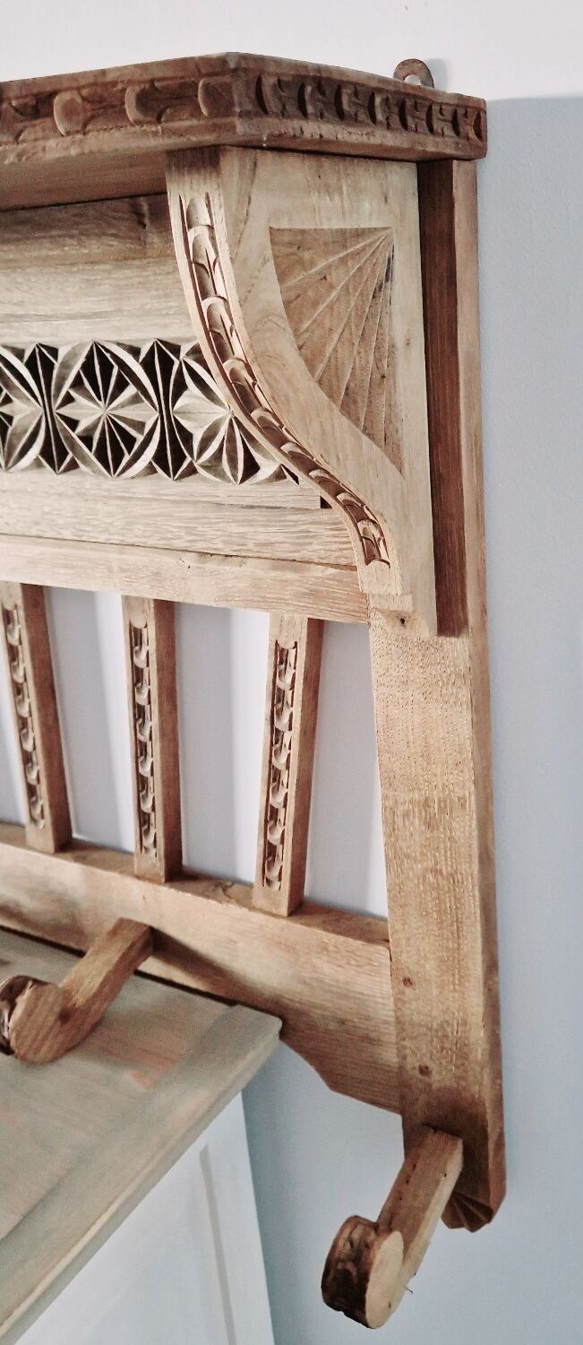 Old carved wood wall shelf