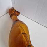 Vintage Amber Glass Dachshund Dog Shaped Bottle