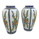 Pair of Boch Frères La Louvière vases, floral decoration signed Charles Catteau