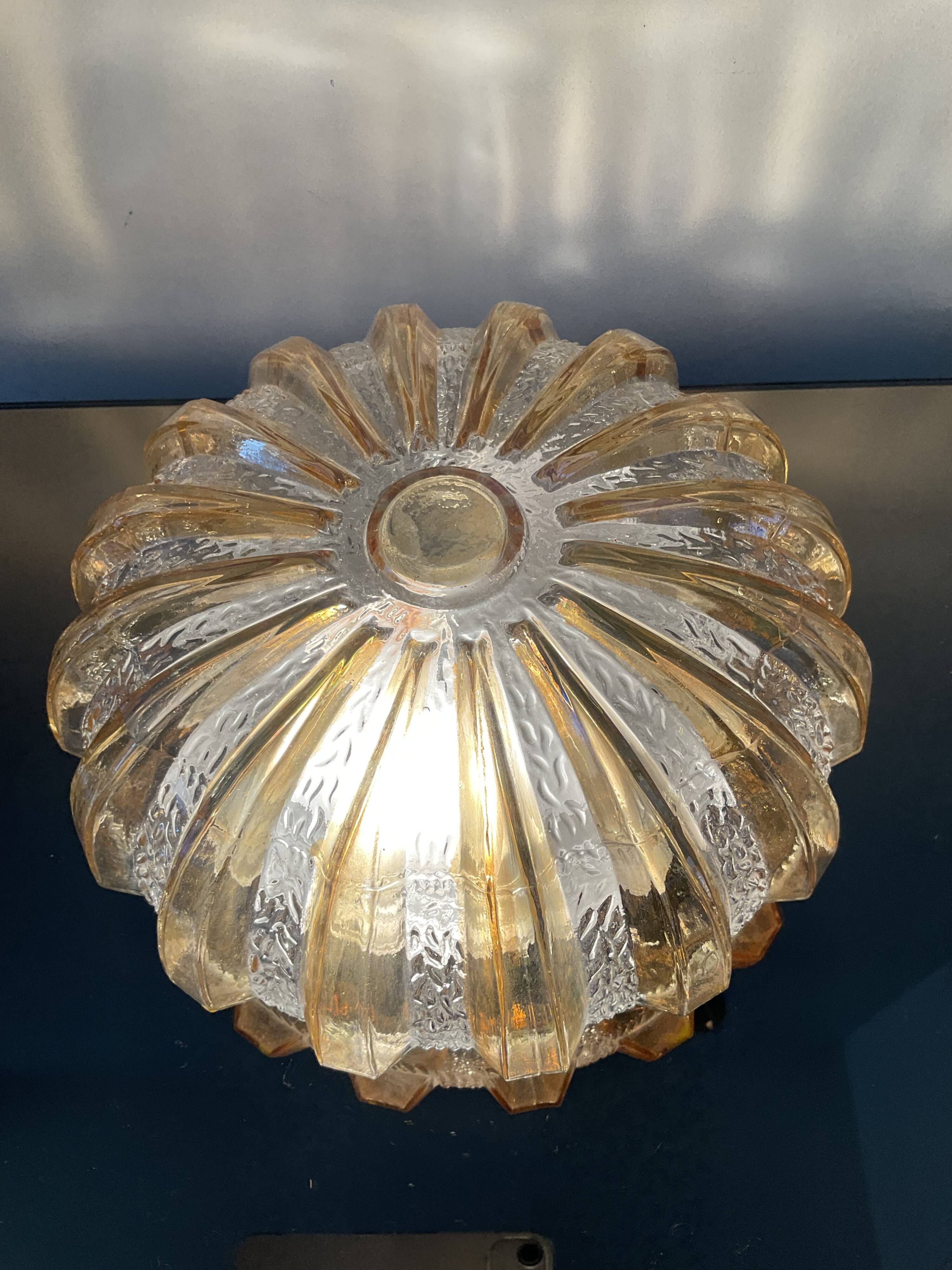Vintage wall lamp in iridescent molded glass 70s