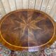 Extendable oval table in Louis XVI style – Walnut and Burl Marquetry