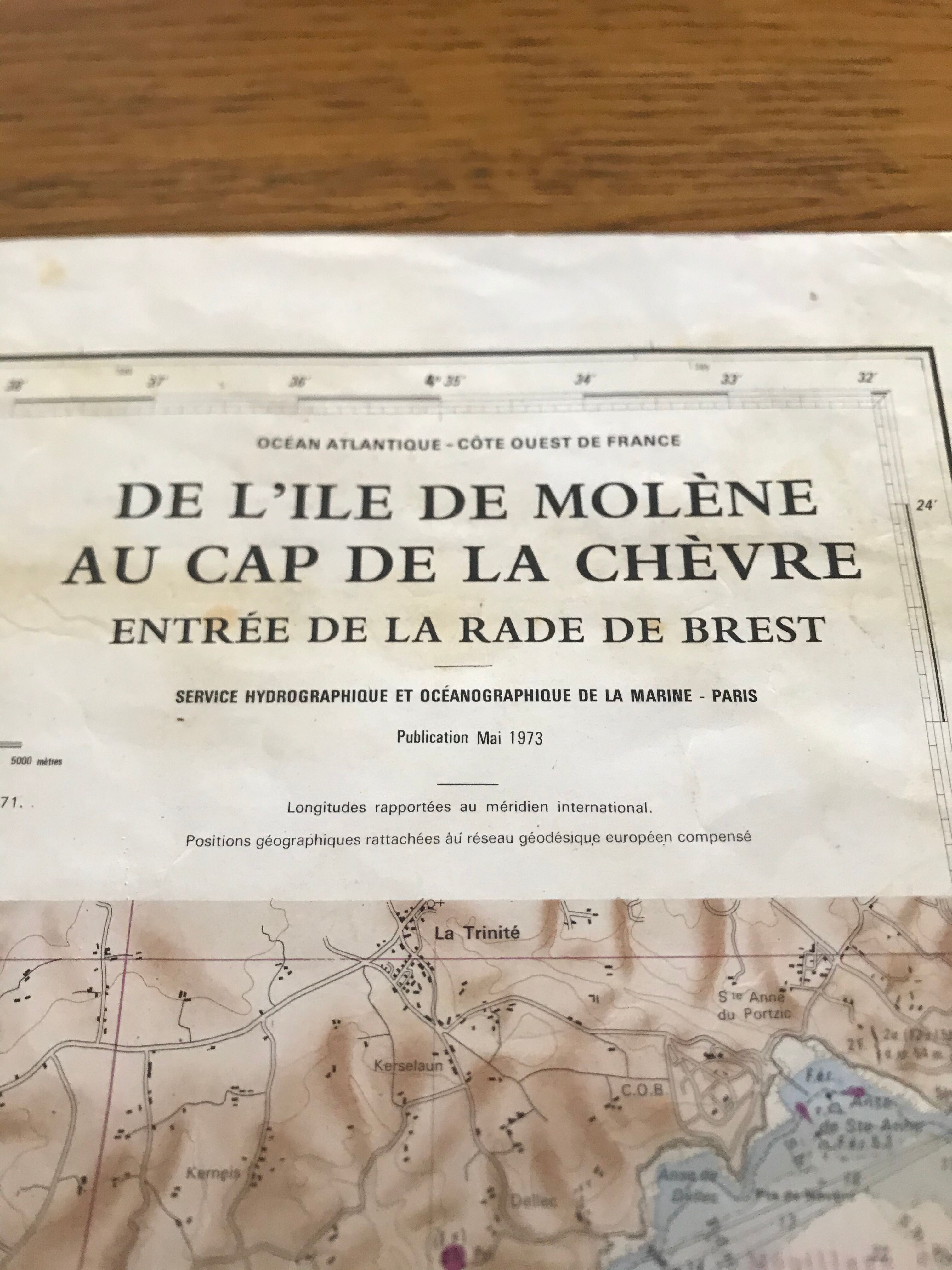 Old nautical charts on the breton coast