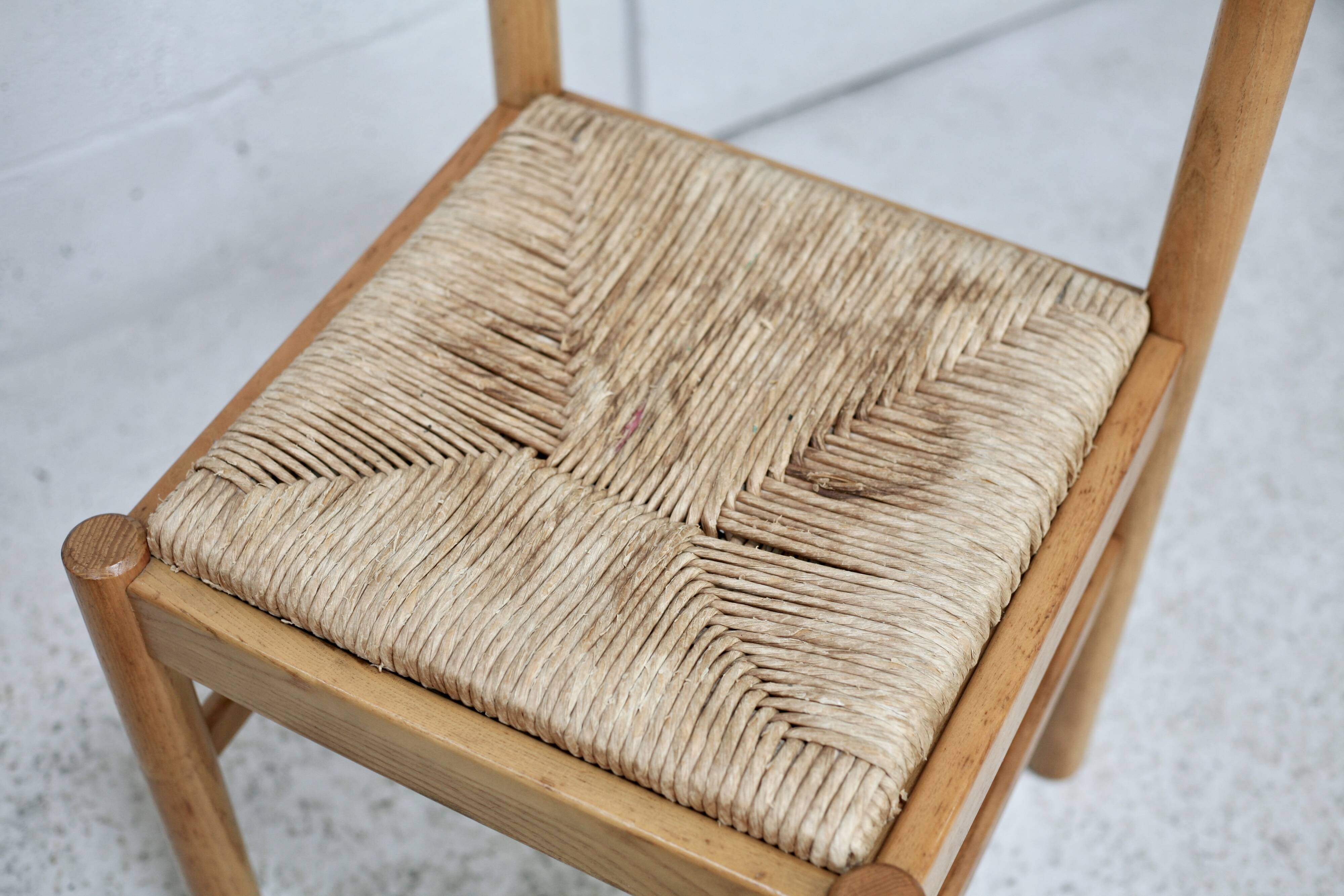 Pair of straw chairs. France, circa 1960