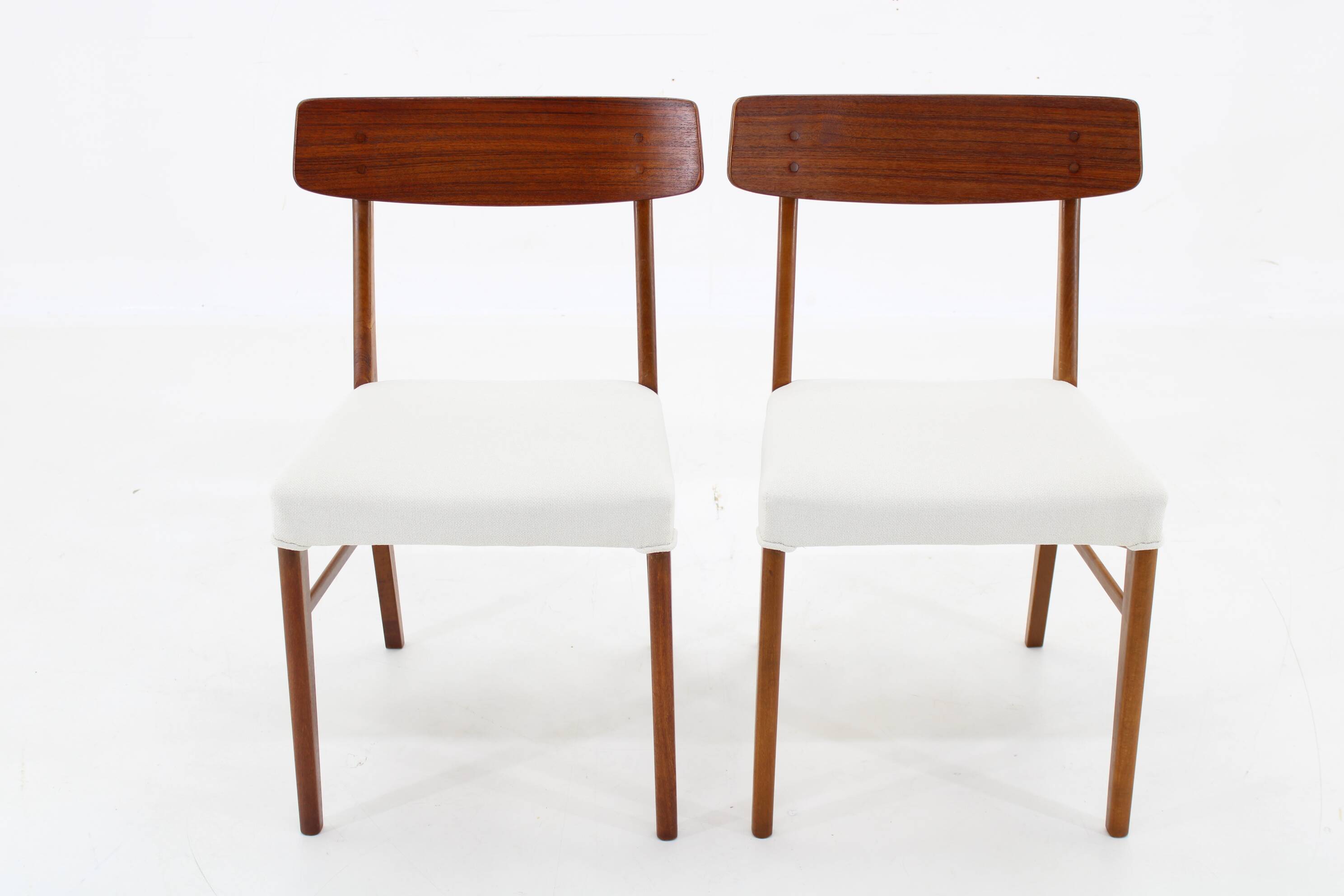 1960s Pair of Danish Teak Chairs, Restored