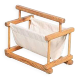 Bohemian magazine rack in vintage 70s pine style.