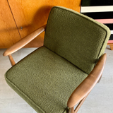 Original vintage polish chair GFM-87 designed by Juliusz Kędziorek in curled fabric