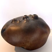 Brown Lacquered Ceramic Tulip Vase / Centerpiece by Giacomo Onestini