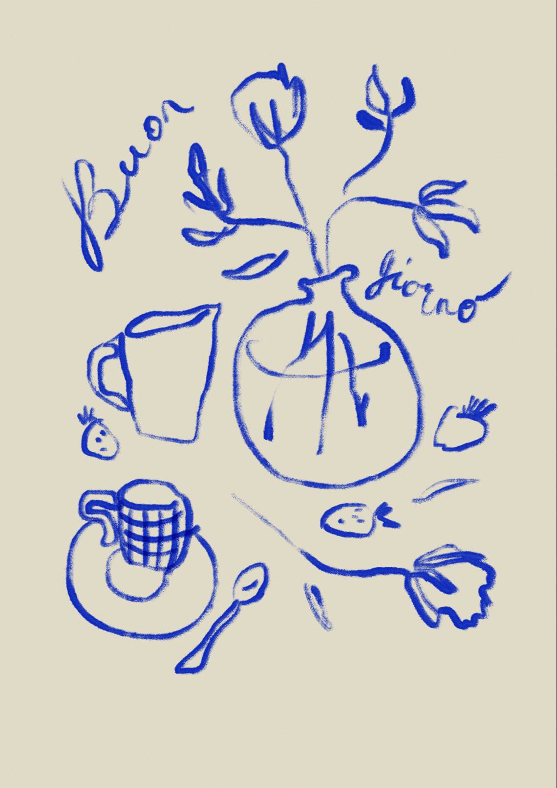 Naive Illustration giclee print, 50x70cm