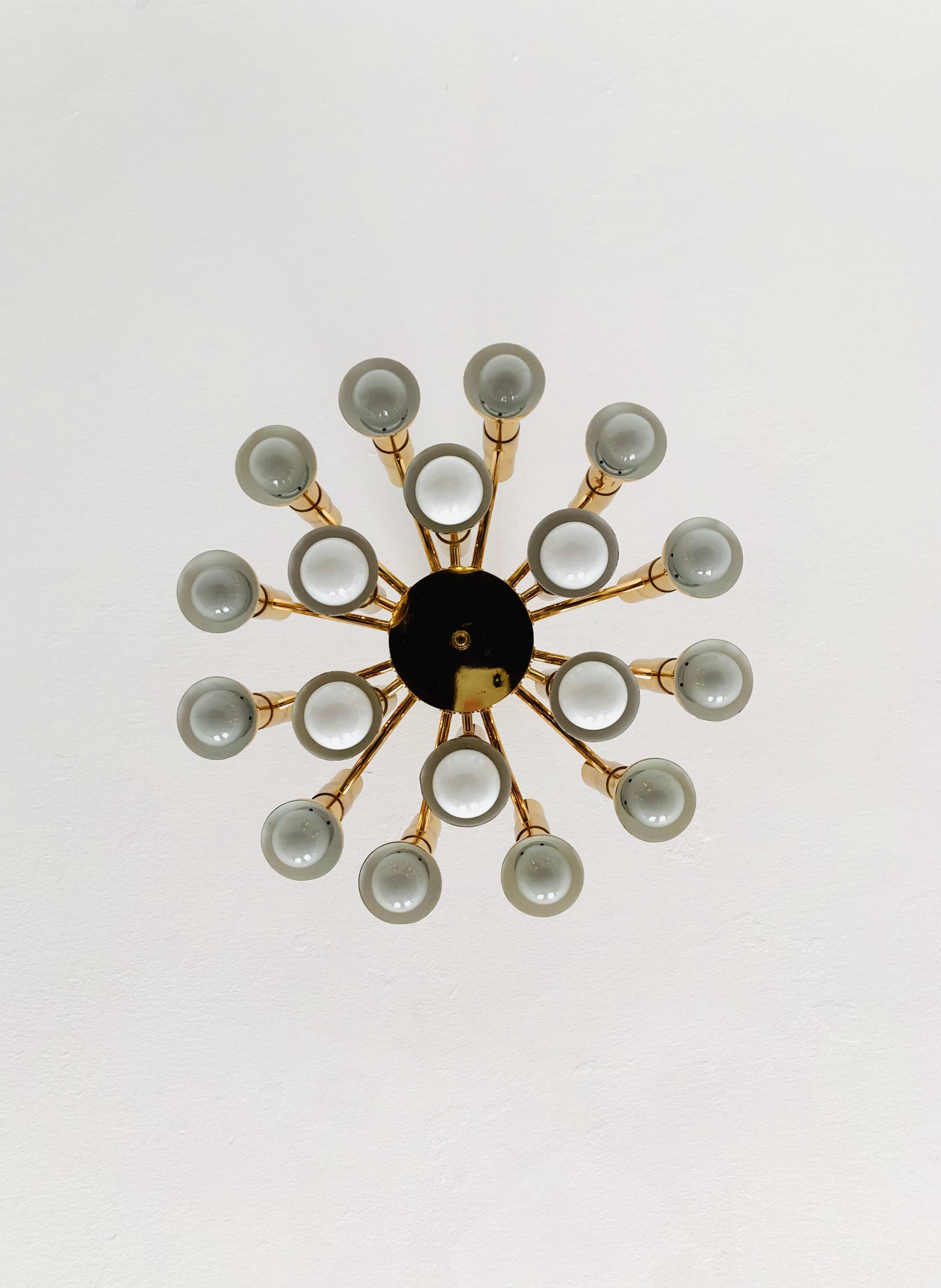 Brass Chandelier by Gaetano Sciolari