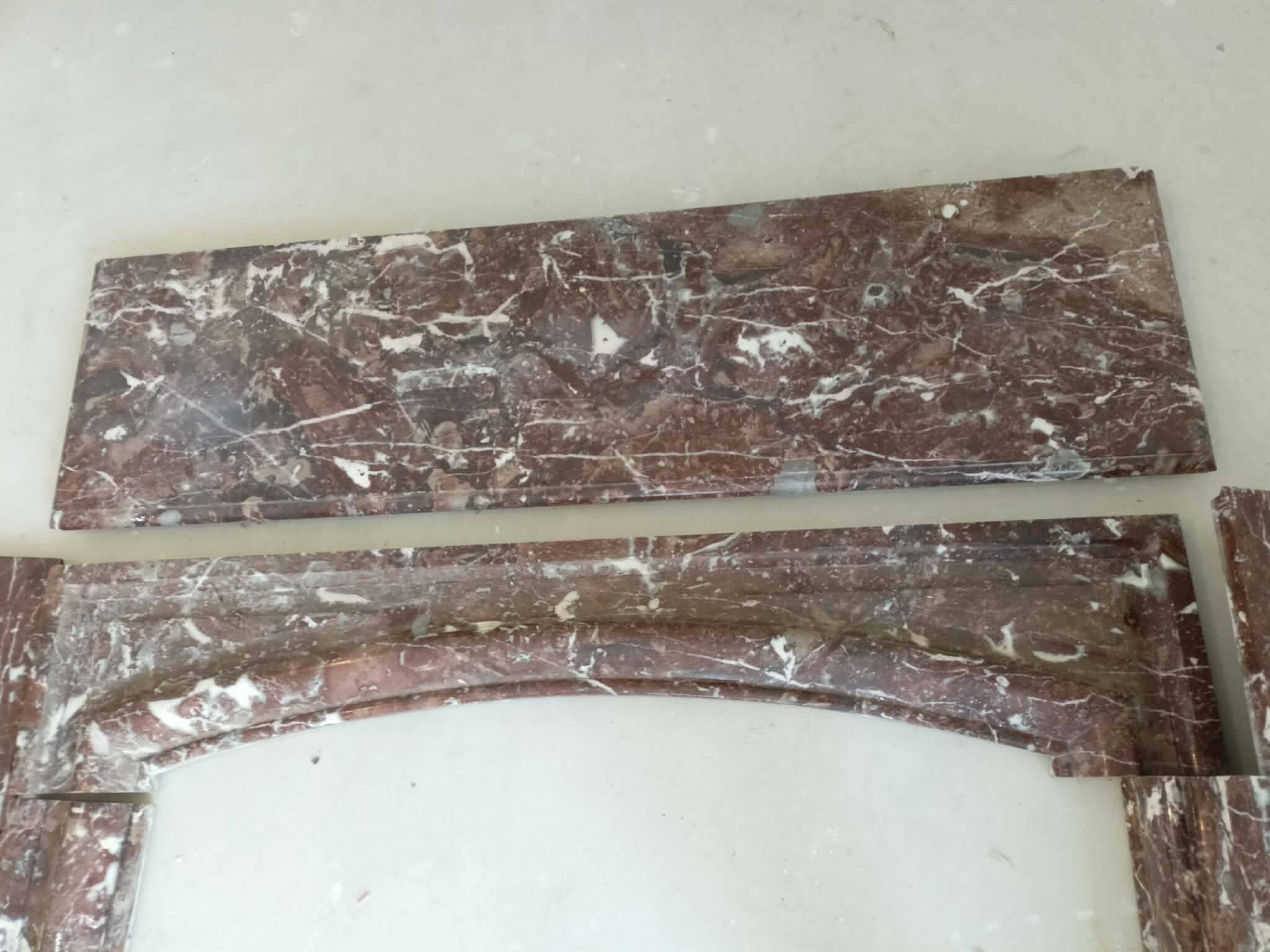Antique veined red marble fireplace – 19th century