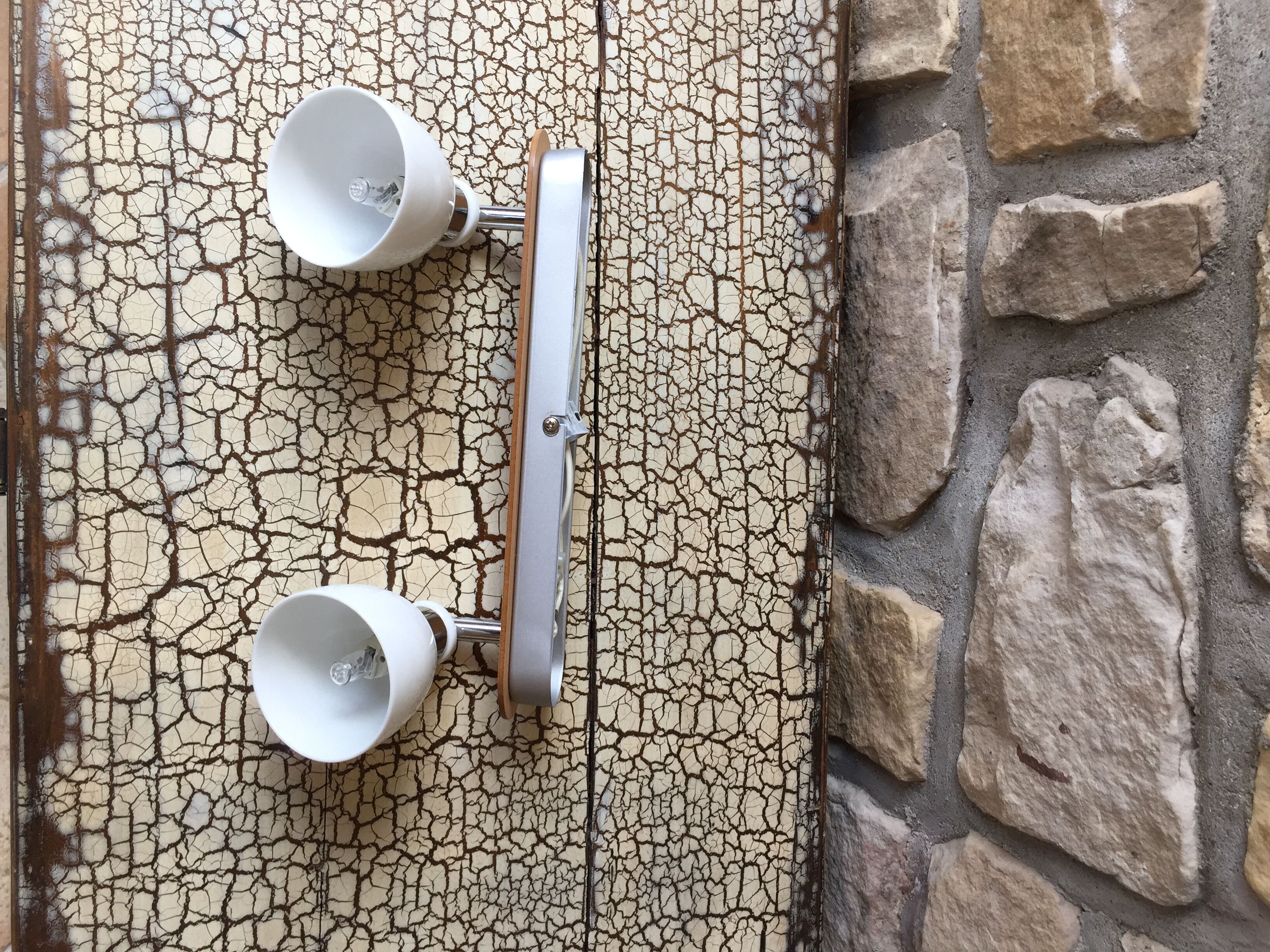 Vintage double metal and porcelain sconce