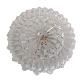 Plafonnier rond en verre structuré vintage années 60-70