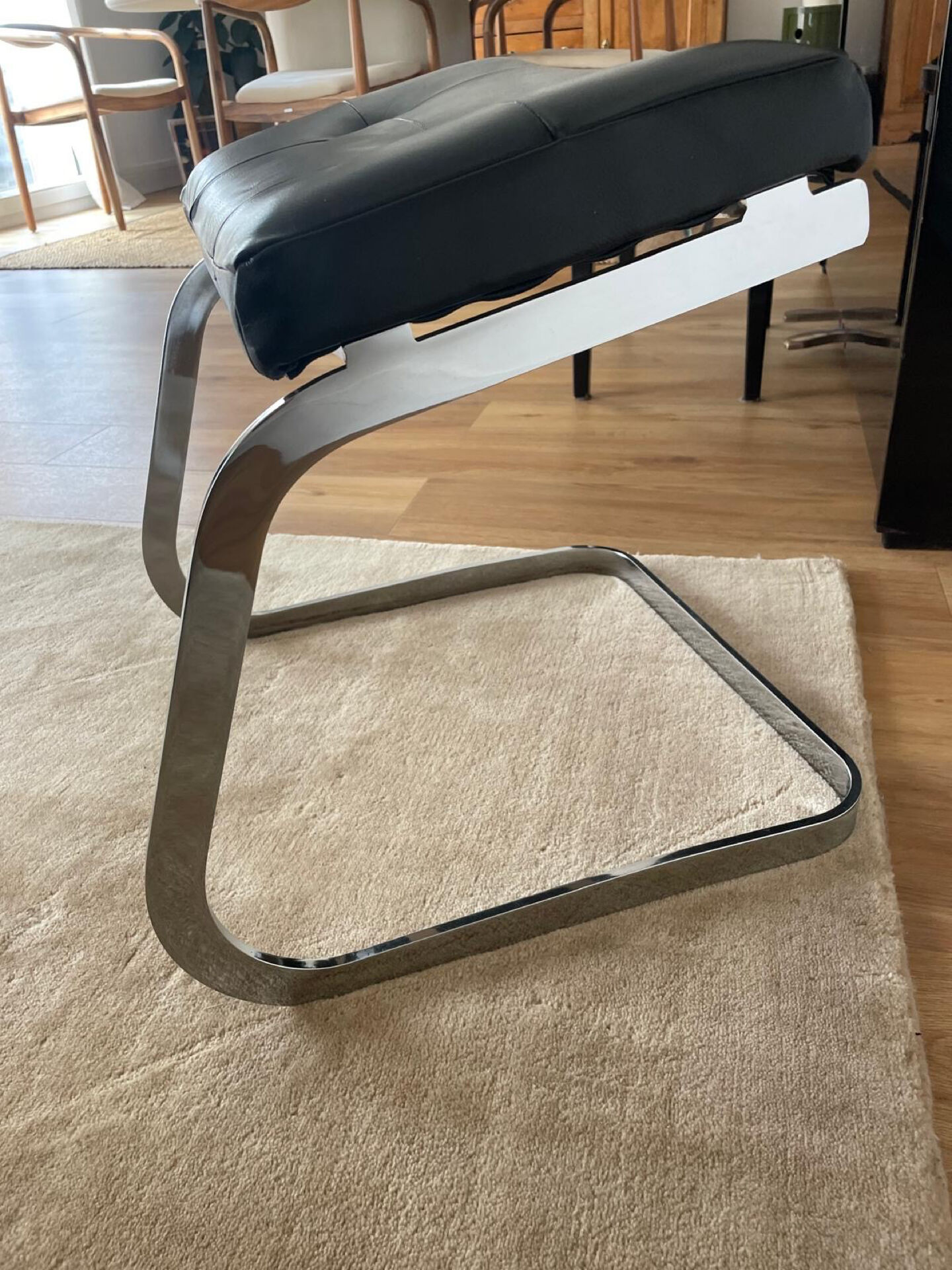 Leather and chrome designer stool