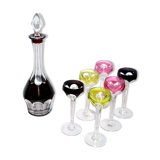 Carafe et 6 verres à liqueur Saint-Louis Bristol Joseph overlay cristal doublé