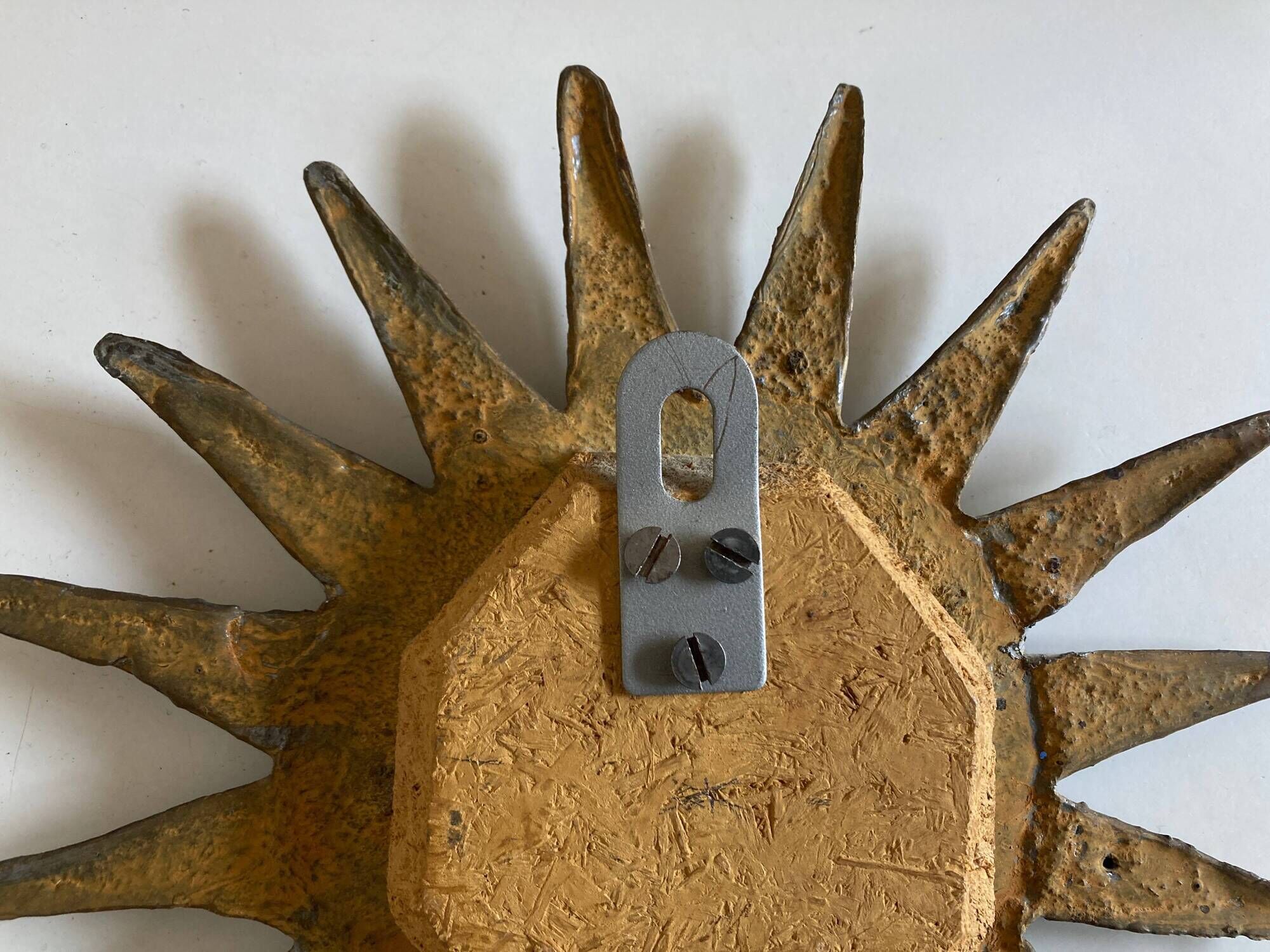 Sun mirror in gilded lead and blue glass Irena Jaworska 1960