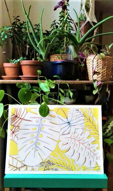 Yellow monstera illustration