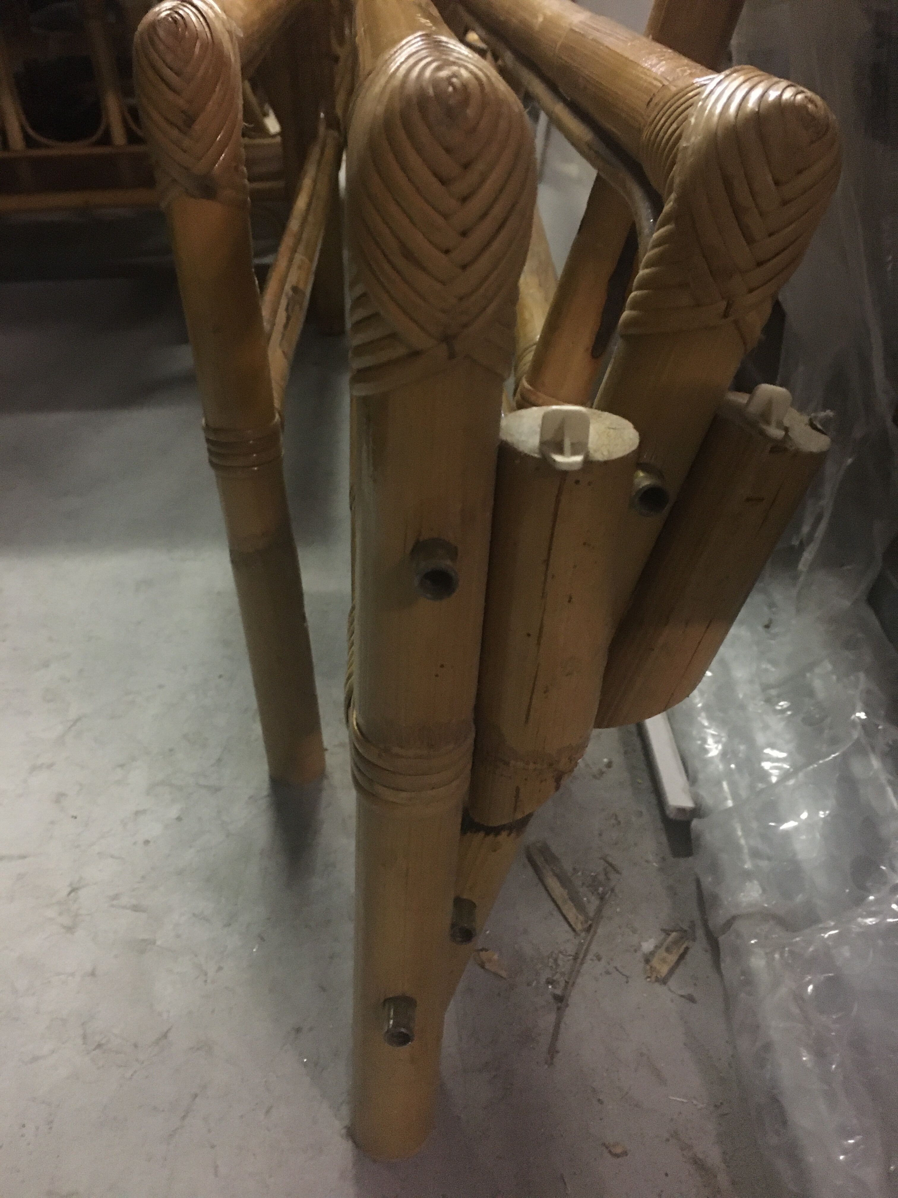 Bamboo bed and vintage rattan