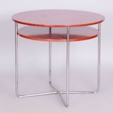 Restored Bauhaus Small Round Table, Chrome-Plated Steel, Czechia, 1930s