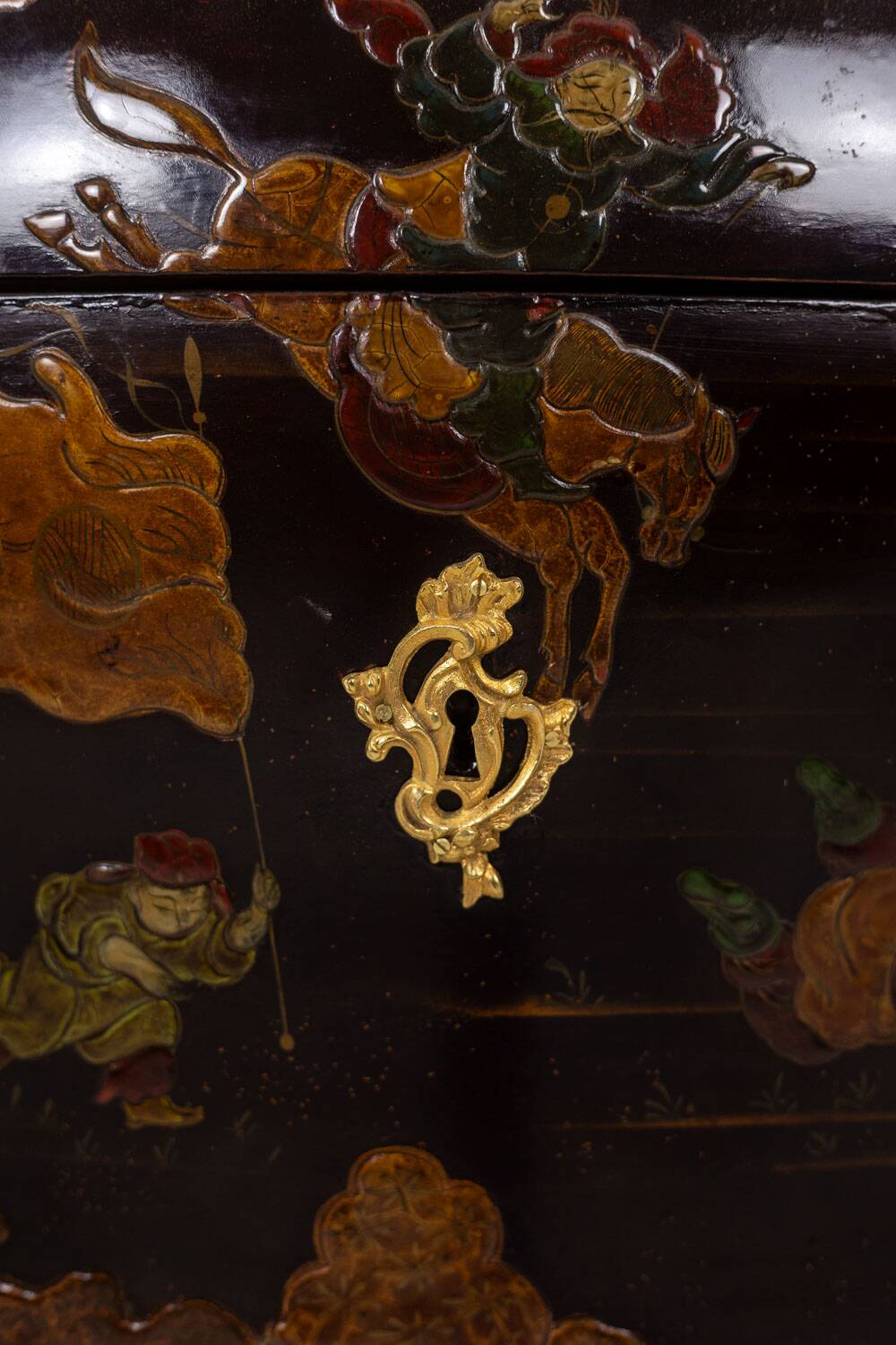 Lacquered chest of drawers with marble top. 1950s.