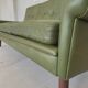 Canapé 3 places Svend Skipper vintage danois rétro en cuir vert olive