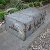 Old wooden travel trunk