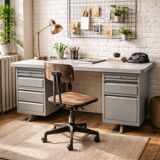 Vintage metal desk from the 1940s/50s.