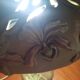 Orchid-patterned earthenware table lamp